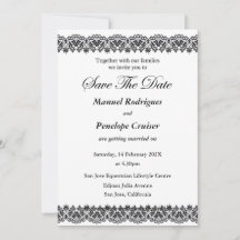 Black and White Lace Save the Date