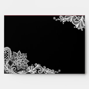 Black and White Lace Wedding Envelopes
