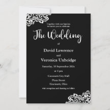 Black and White Lace Wedding Invitation