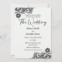 Black and White Lace Wedding Invitation