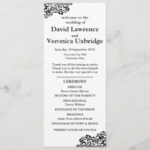 Black and White Lace Wedding Program