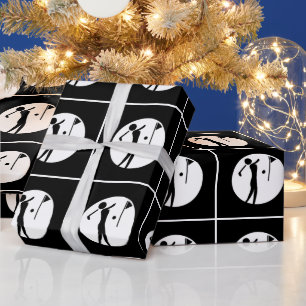 Black and White Lady Golf Wrapping Paper for Her