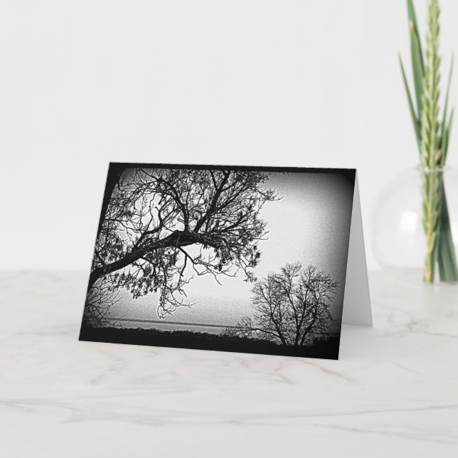 Black And White Lake Scene Any Occasion Card (Front)