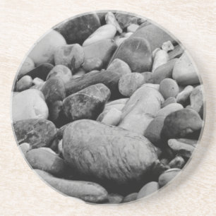 Black and White Lakeshore Beach Stones Coaster