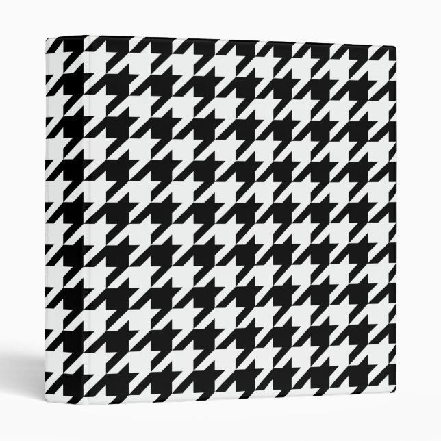 Black and White Large Houndstooth Pattern Binder (Front/Spine)