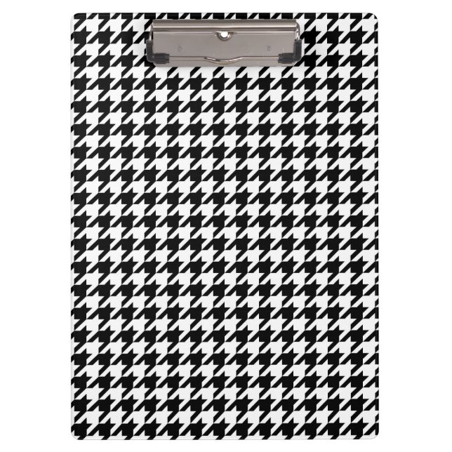 Black and White Large Houndstooth Pattern Clipboard (Front)