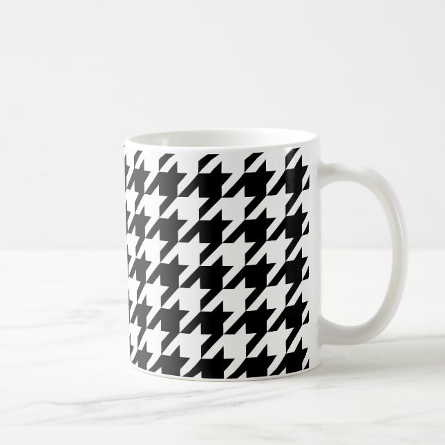 Black and White Large Houndstooth Pattern Coffee Mug (Right)