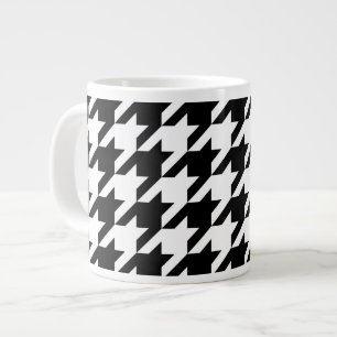 Black and White Large Houndstooth Pattern Large Coffee Mug