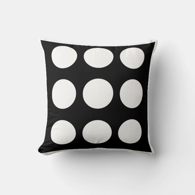Black and white large polka dot  pillow (Front)