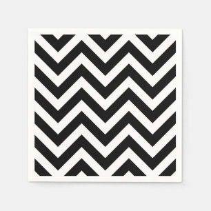 Black and White Large Size Chevron Stripes Paper Napkin