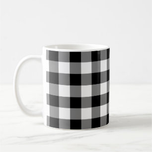 Black and White Large Size Gingham Checks Coffee Mug