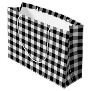 Black and White Large Size Gingham Checks Gift Bag