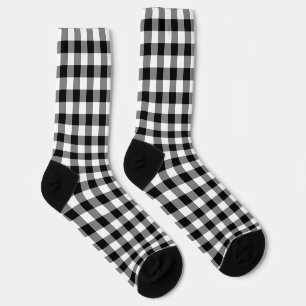 Black and White Large Size Gingham Checks Socks