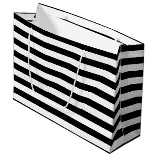 Black and White Large Size Horizontal Stripes Gift Bag