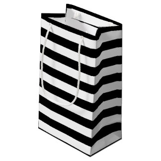 Black and White Large Size Horizontal Stripes Small Gift Bag