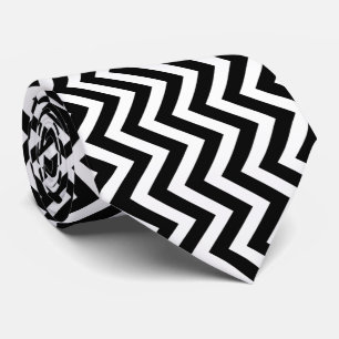 Black and White Large Size Vertical Chevron Tie