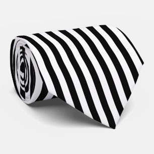 Black and White Large Size Vertical Stripes Tie