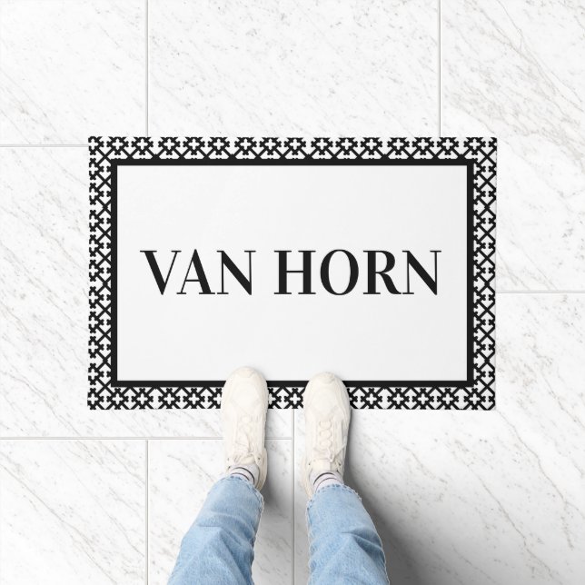 Black and White Last Name Doormat Modern Design (Indoor)