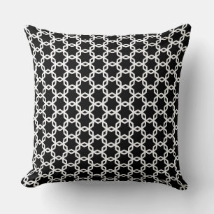 Black and White Lattice Pattern Throw Pillow