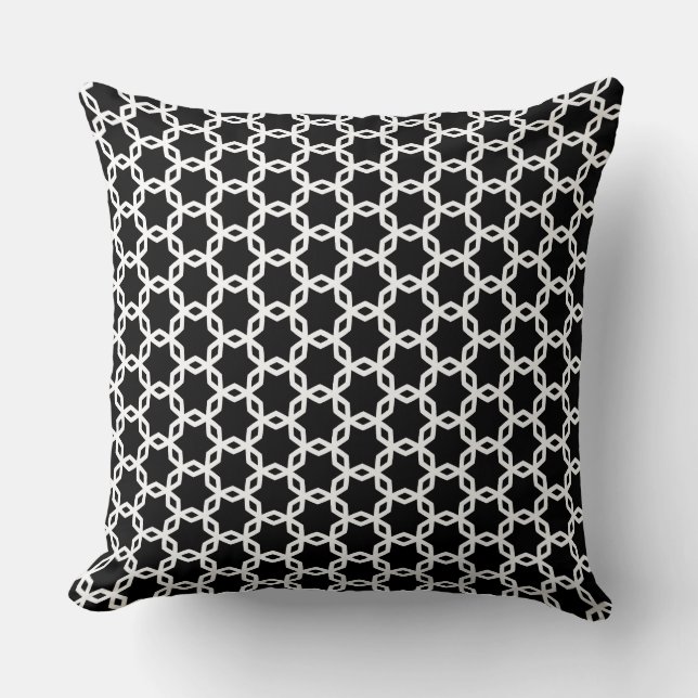 Black and White Lattice Pattern   Throw Pillow (Front)