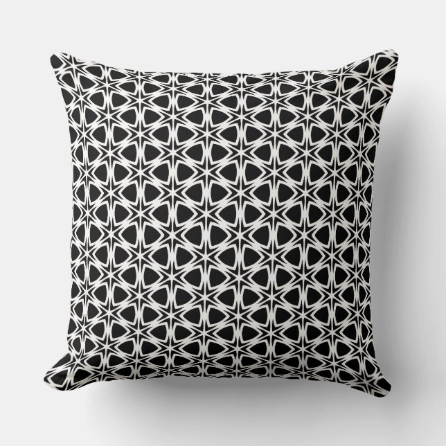 Black and White Lattice Pattern   Throw Pillow (Front)