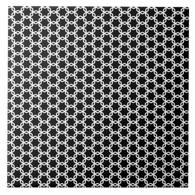 Black and White Lattice Pattern  Tile (Front)