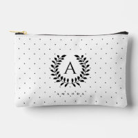 Black And White Laurel Monogram Polka Dot Pattern
