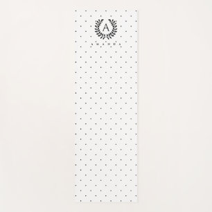 Black And White Laurel Monogram Polka Dot Pattern Yoga Mat