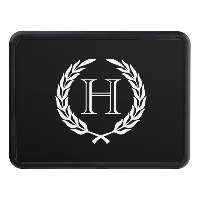 Black and White Laurel Wreath Trailer Hitch Cover (Front)