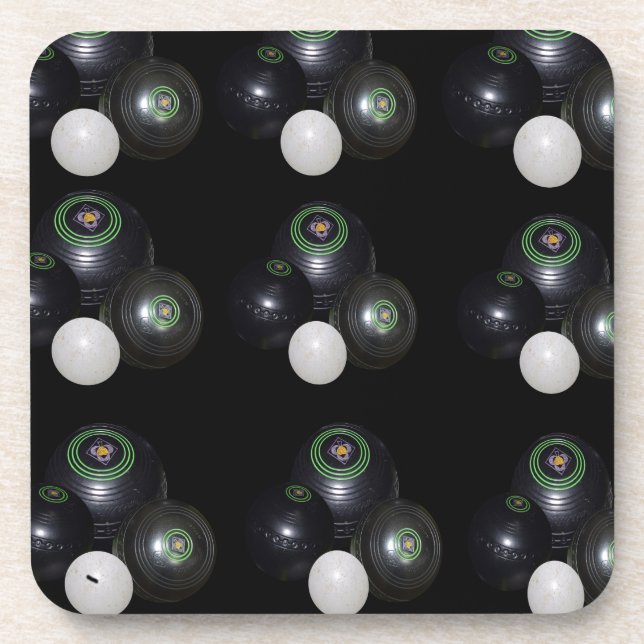 Black And White Lawn Bowls Pattern, Coaster (Front)