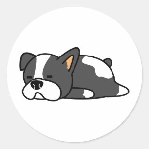 Black and White Lazy Sleeping Dog Classic Round Sticker
