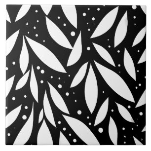 Black and White Leaf Foliage Tile