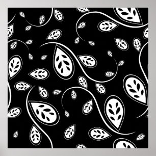 Black and White Leafs - Retro 50s Poster