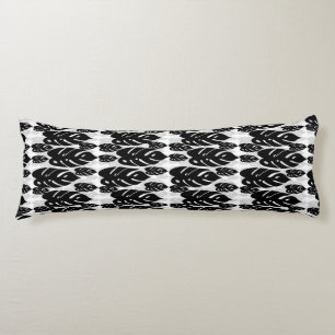 Black and White Leaves Design Body Pillow