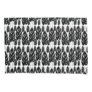 Black and White Leaves Design Pillowcase