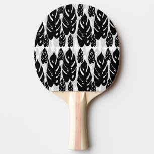 Black and White Leaves Design Ping Pong Paddle