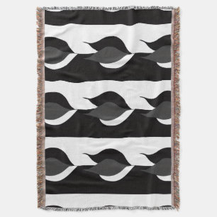 Black and White Leaves Throw Blanket