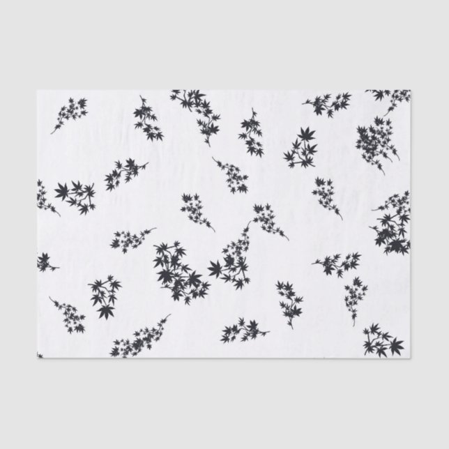 Black and White Leaves Tissue Paper (Front)