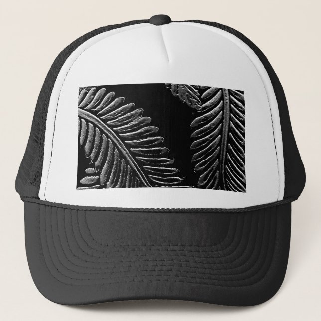 Black and White Leaves Trucker Hat (Front)