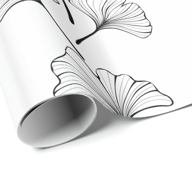 Black And White Leaves Wrapping Paper (Roll Corner)