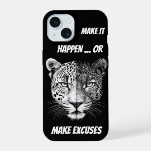 Black and white Leopard face iPhone 15 Case