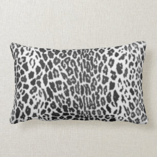 Black and White - Leopard Faux Animal Print Lumbar Pillow