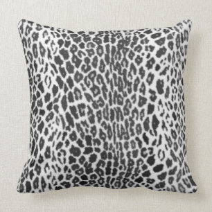 Black and White - Leopard Faux Animal Print Throw Pillow