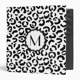 Black and White Leopard Monogram Binder