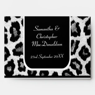 Black and white leopard or cheetah print envelope