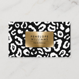 Black and White Leopard Print Business Card