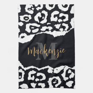 Black and White Leopard Print Kitchen Towel