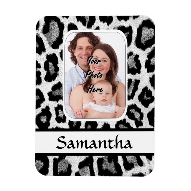 Black and white leopard print magnet (Vertical)