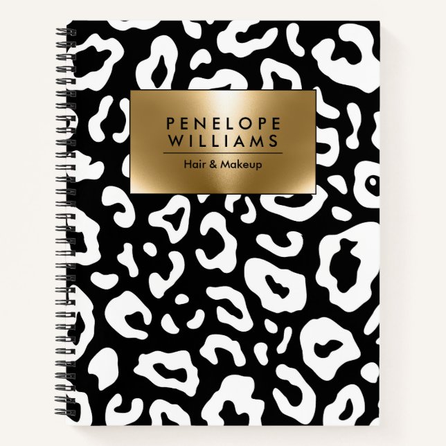 Black and White Leopard Print Notebook (Front)