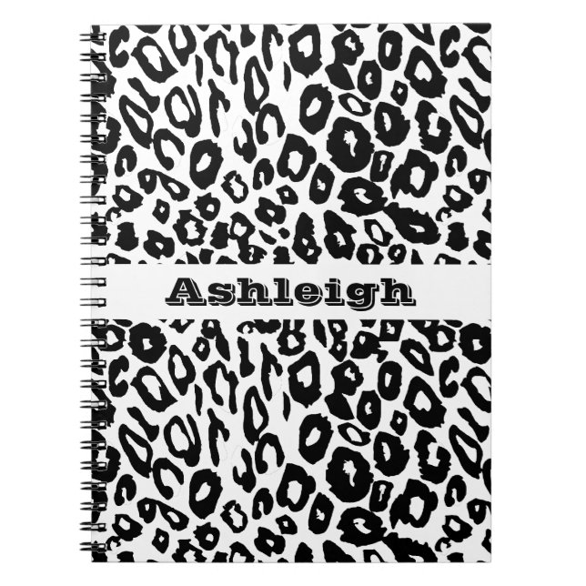 Black and White Leopard Print Notebook (Front)
